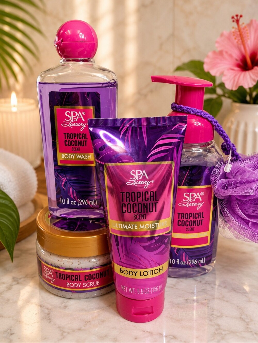 SPA LUXURY BATH & BODY COLLECTION TROPICAL COCONUT SCENT 5-PCS SET